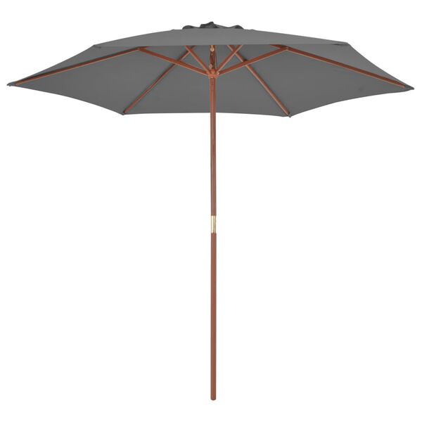 vidaXL Garden Parasol with Wooden Pole 270 cm Anthracite