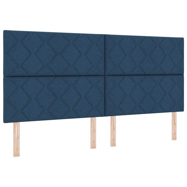 vidaXL Headboard with LED Strip Lights Adjustable Blue 200 cm Fabric