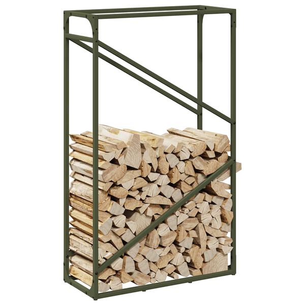 vidaXL Firewood Rack Olive Green 60x25x100 cm Cold-rolled steel
