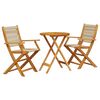 vidaXL 3 Piece Bistro Set Beige Polypropylene and Solid Wood
