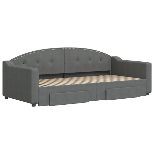 vidaXL Daybed with Trundle&Drawers without Mattress Dark Grey 90x190 cm Single
