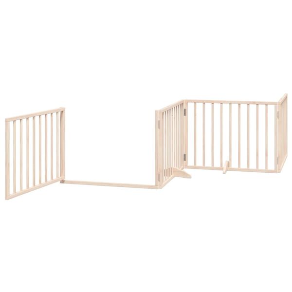 vidaXL Dog Gate with Door Foldable 4 Panels 320 cm Poplar Wood