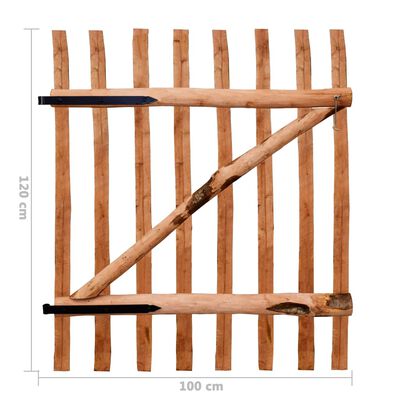 vidaXL Single Fence Gate Impregnated Hazel Wood 100x120 cm