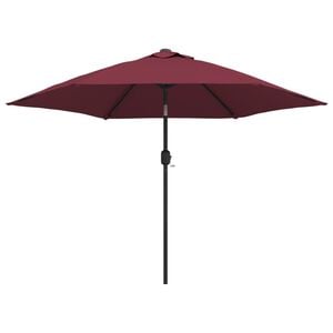 vidaXL Garden Parasol with LED Lights and Steel Pole 300 cm Bordeaux Red