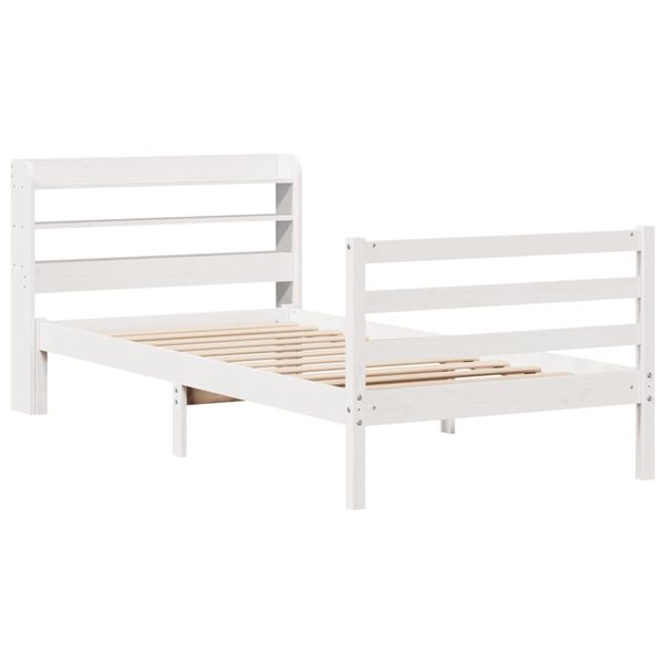 vidaXL Bed Frame with Headboard without Mattress White 75x190 cm Small Single