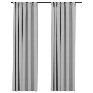 vidaXL Linen-Look Blackout Curtains with Hooks 2 pcs Grey 140x225 cm