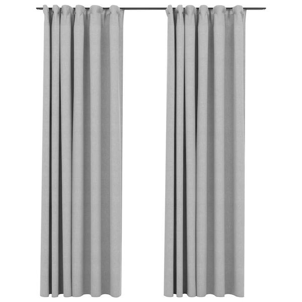 vidaXL Linen-Look Blackout Curtains with Hooks 2 pcs Grey 140x225 cm