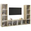 vidaXL TV Cabinets 3 pcs White & Sonoma Oak 142.5x35x36.5 cm Engineered Wood