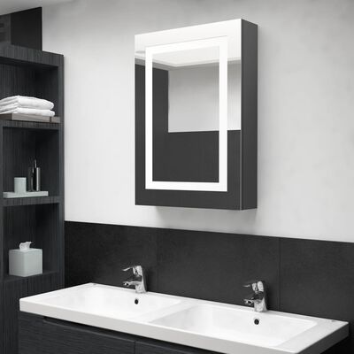 vidaXL LED Bathroom Mirror Cabinet Shining Grey 50x13x70 cm