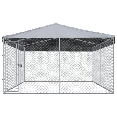 vidaXL Outdoor Dog Kennel with Roof 382x382x225 cm