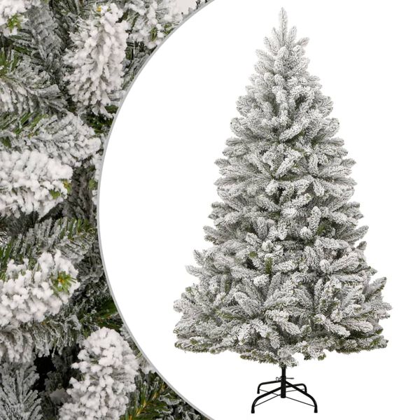 vidaXL Artificial Hinged Christmas Tree with Flocked Snow 300 cm