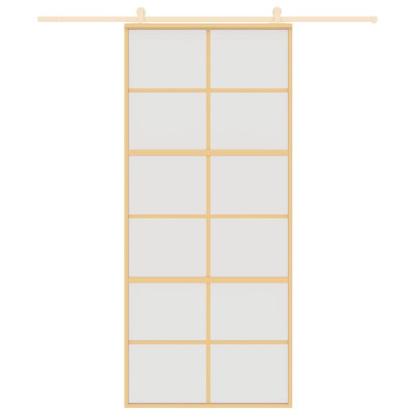 vidaXL Sliding Door Gold 90x205 cm Frosted ESG Glass and Aluminium