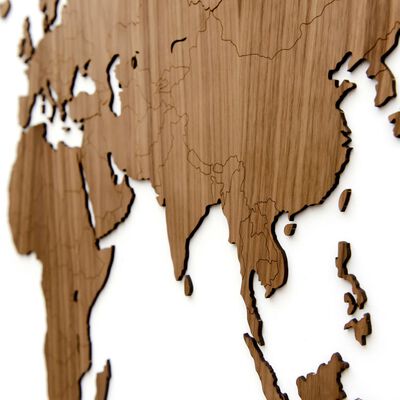 MiMi Innovations Wooden World Map Wall Decoration Exclusive Walnut 130x78 cm
