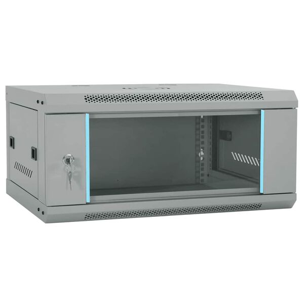 vidaXL Network Cabinet with Storage Grey 60 x 45 x 28 cm Steel