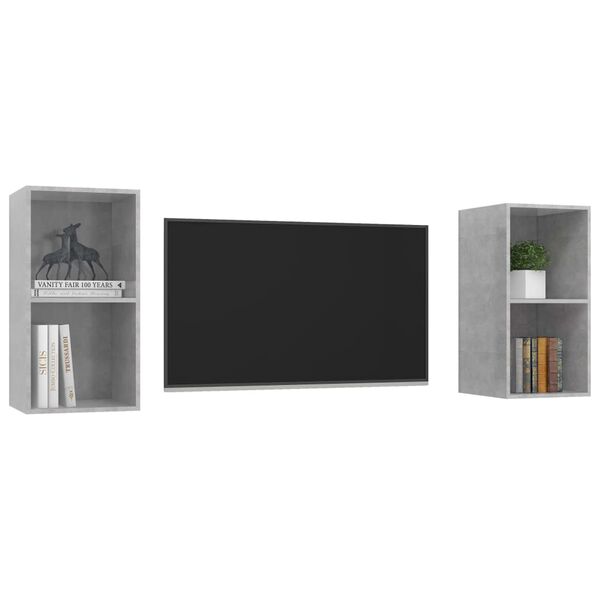 vidaXL Wall-mounted TV Cabinets 2 pcs Concrete Grey Engineered Wood