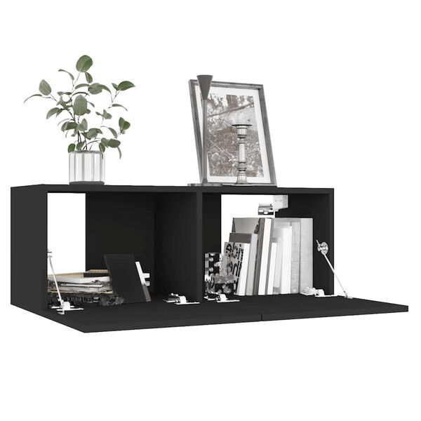 vidaXL TV Cabinet Black 80x30x30 cm Engineered Wood
