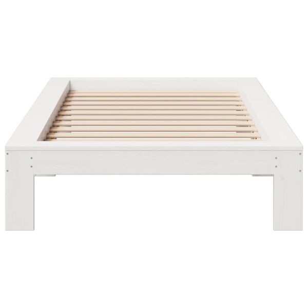 vidaXL Bed Frame without Mattress White 75x190 cm Small Single Solid Wood Pine
