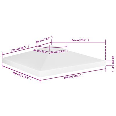 vidaXL 2-Tier Gazebo Top Cover 310 g/m² 3x3 m White