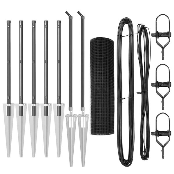 vidaXL Fence Post Grey 10 x 0.5 m (19 x 19 mm mesh) Steel