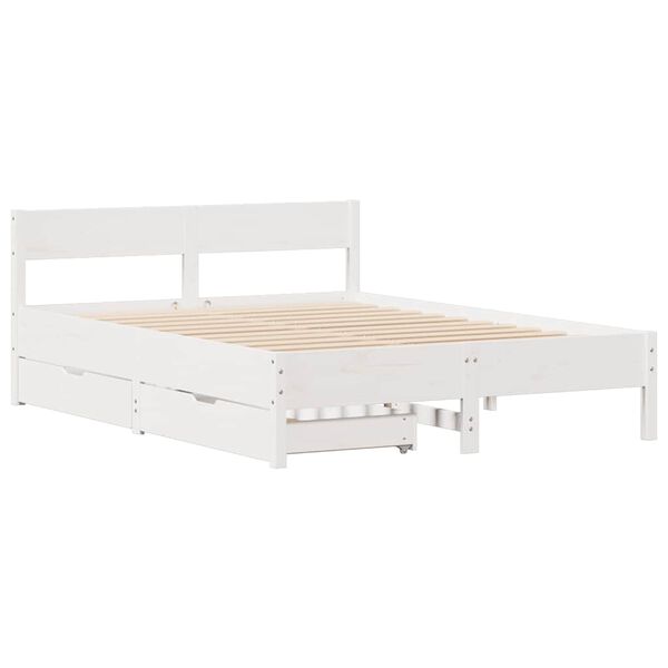vidaXL Bed Frame without Mattress White 140x200 cm Solid Wood Pine