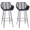 vidaXL Bar Chair 2 pcs Black 55 x 52 x 92 cm Rattan and Iron