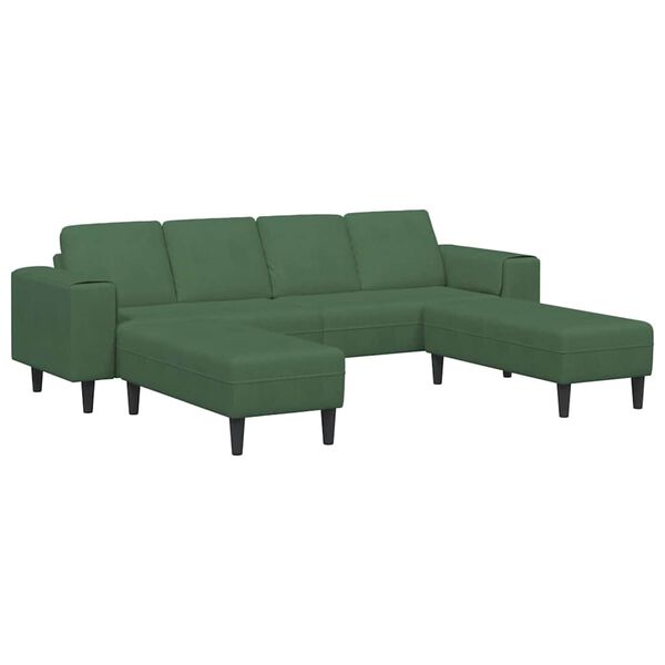 vidaXL Fabric Sofa with Cushion Dark Green Corduroy fabric