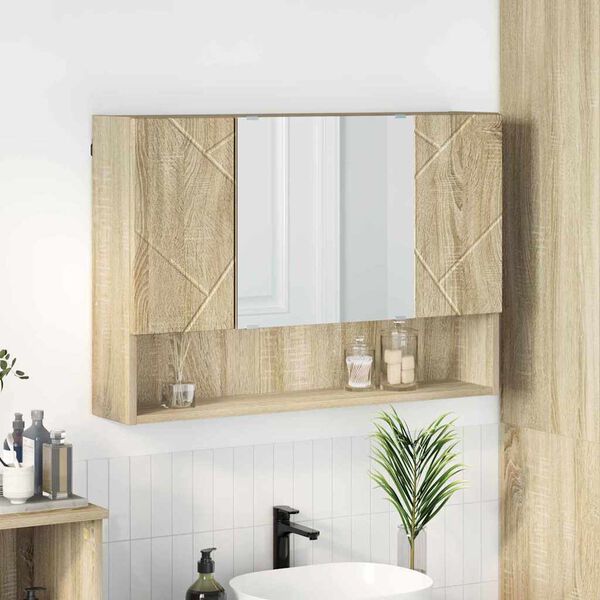 vidaXL Bathroom Mirror Cabinet Wall-mounted Sonoma oak 80 x 17 x 55 cm