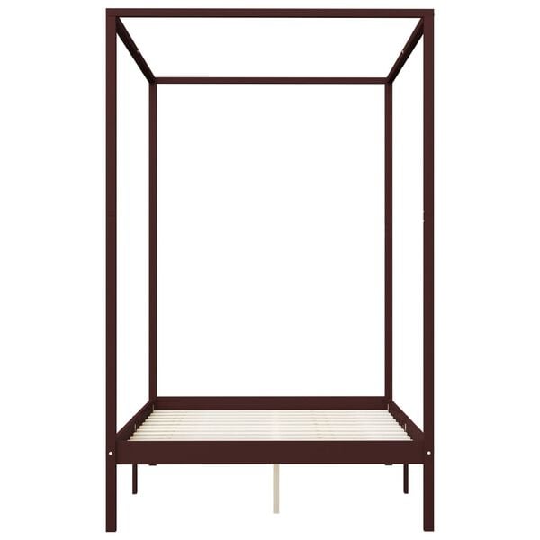 vidaXL Canopy Bed Frame without Mattress Dark Brown Pine Wood 140x200 cm (283271+321988)