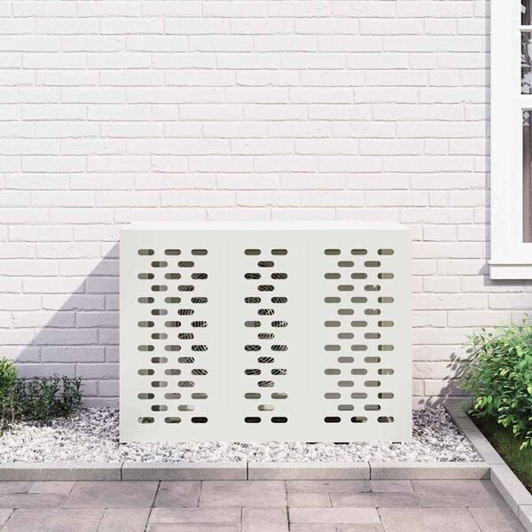 vidaXL Air Conditioner Cover White 110 x 50 x 80 cm Steel