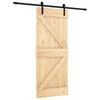vidaXL Sliding Door Natural and Black 85 x 210 cm Solid Pine Wood