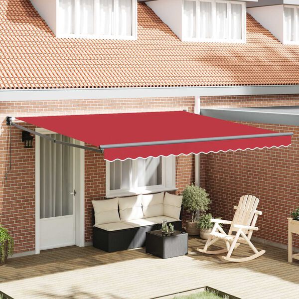 vidaXL Retractable Awning Red 400 x 300 cm Polyester and Aluminium