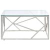 vidaXL Coffee Table Silver Stainless Steel and Tempered Glass