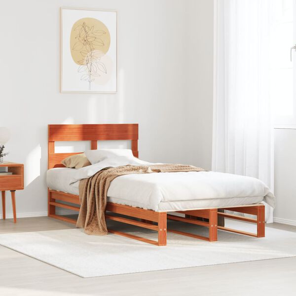 vidaXL Bed Frame without Mattress Wax Brown 90x190 cm Single Solid Wood Pine