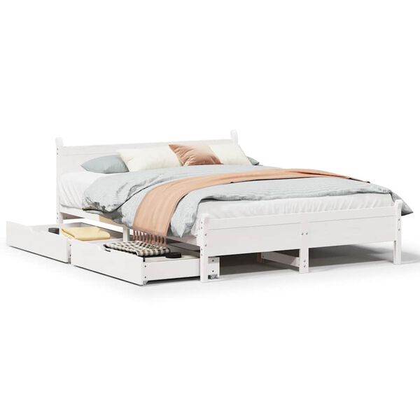 vidaXL Bed Frame without Mattress White 140x200 cm Solid Wood Pine