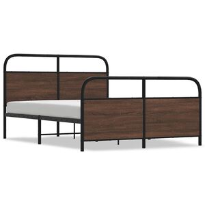vidaXL Metal Bed Frame without Mattress Brown Oak 140x190 cm