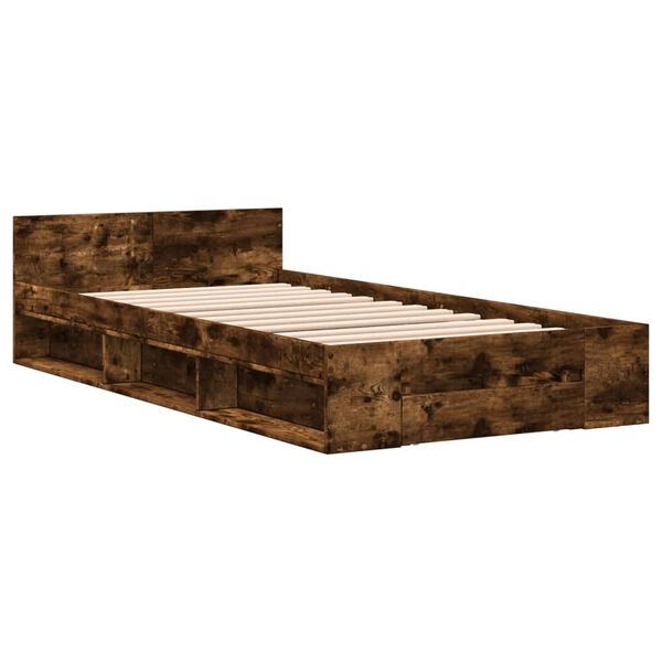 vidaXL Bed Frame with Drawer without Mattress Smoked Oak 90x190 cm Single