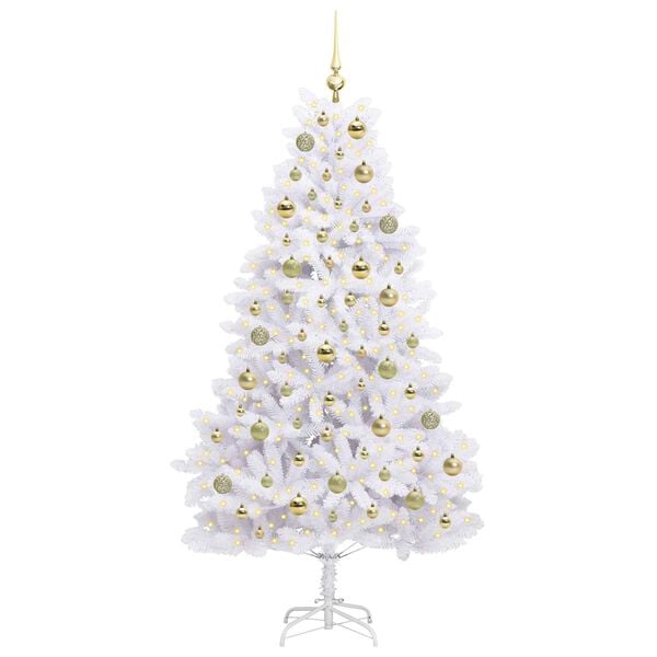 vidaXL Artificial Hinged Christmas Tree White 180 cm PVC and Steel
