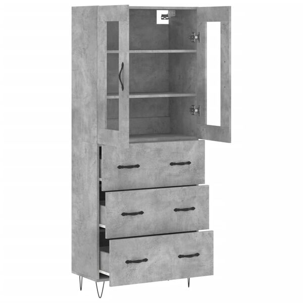vidaXL Highboard Concrete Grey 69.5x34x180 cm Engineered Wood