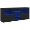 vidaXL Sideboard with LED Lights Black 181.5x37x67 cm