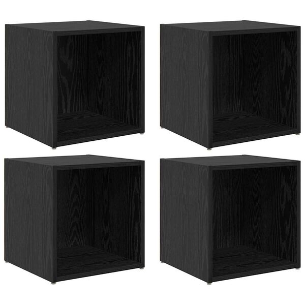 vidaXL TV Cabinet Set 4 pcs Black 37 x 35 x 37.5 cm Engineered Wood