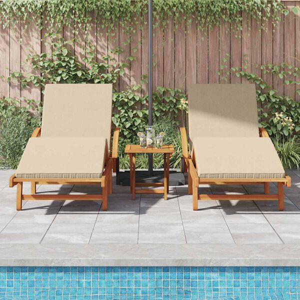 vidaXL Sun Lounger 3 pcs Beige 40 x 40 x 40cm Solid Acacia wood
