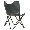 vidaXL Butterfly Chair Grey Real Leather