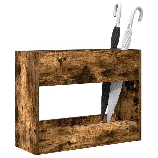 vidaXL Umbrella Stand Smoked Oak 65 x 24 x 50 cm Engineered Wood