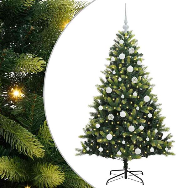 vidaXL Artificial Hinged Christmas Tree 150 LEDs Green 150 cm