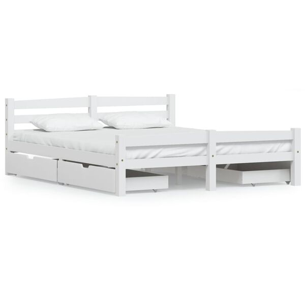 vidaXL Bed Frame without Mattress White Solid Wood Pine 160x200 cm
