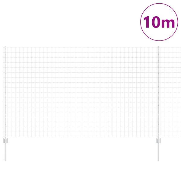 vidaXL Fence with Post Silver 1.4 x 10 m Steel
