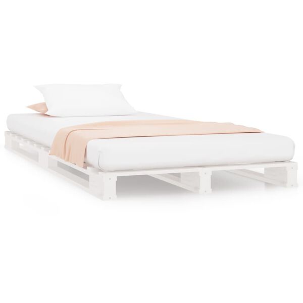 vidaXL Pallet Bed without Mattress White Small Single Solid Wood