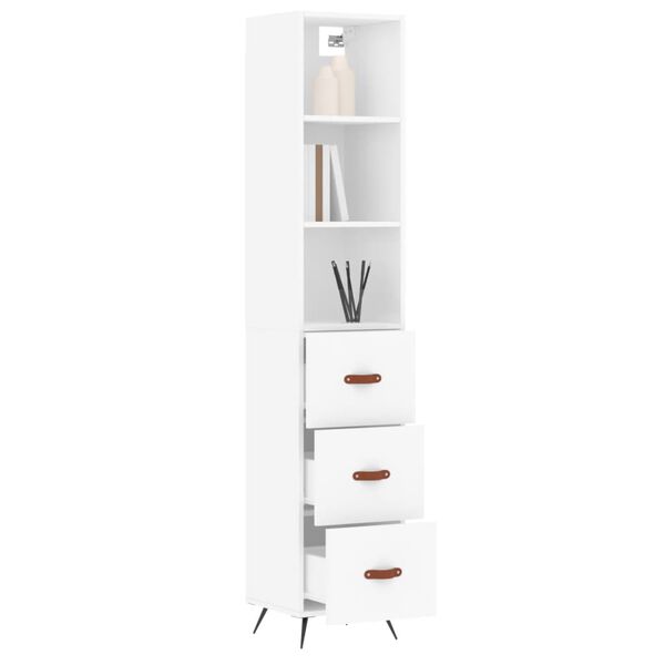vidaXL Highboard White 34.5x34x180 cm Engineered Wood