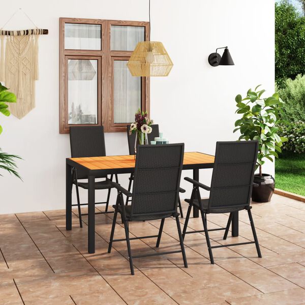 vidaXL 5 Piece Garden Dining Set Black and Brown