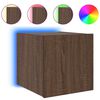 vidaXL TV Wall Cabinet with LED Lights Brown Oak 30.5x35x30 cm